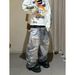 Men's American Style Hip Hop Double Waist Patchwork Jeans Midweight Cotton Wide Leg Pants Black Blue Digital Print For Spring/Summer_mkmklike.com
