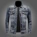 Loom European American Brand Denim Jacket For Men, Spring And Autumn Turn-Down Collar Jacket, Motorcycle Style Men's_mkmklike.com