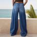 Women's Clothing Loose Slim Women's Wide Leg Straight Pants Denim Nine Point Pants_mkmklike.com