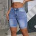Mid-Rise Slim-Fit Denim Pants For Women – Stretch Comfort, Casual 5/7 Length, Versatile Streetwear Style_mkmklike.com