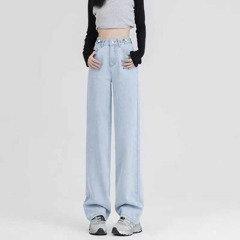 Women's Clothing High Waist Wide Leg Jeans - Winter Stretch Denim Pants With Flared Fit, Comfortable & Slimming Straight Leg Trousers_mkmklike.com