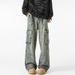 Men's Vintage Washed Cargo Jeans With 3D Pockets – Retro Workwear Pants | Distressed Denim For Street Style_mkmklike.com