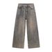 Men's Clothing New Four Seasons New Products Old Retro Loose Wide Leg Ins Denim Pants_mkmklike.com