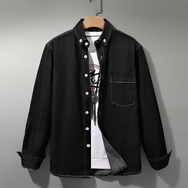 Pulse 2024 New Cross-Border Fashion European And American Wholesale Plus Size Men's Autumn Winter Denim Shirt_mkmklike.com