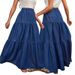 Women’s Classic Denim Maxi Skirt – High-Waisted A-Line Long Skirt In Dark Blue (S-XXL)_mkmklike.com