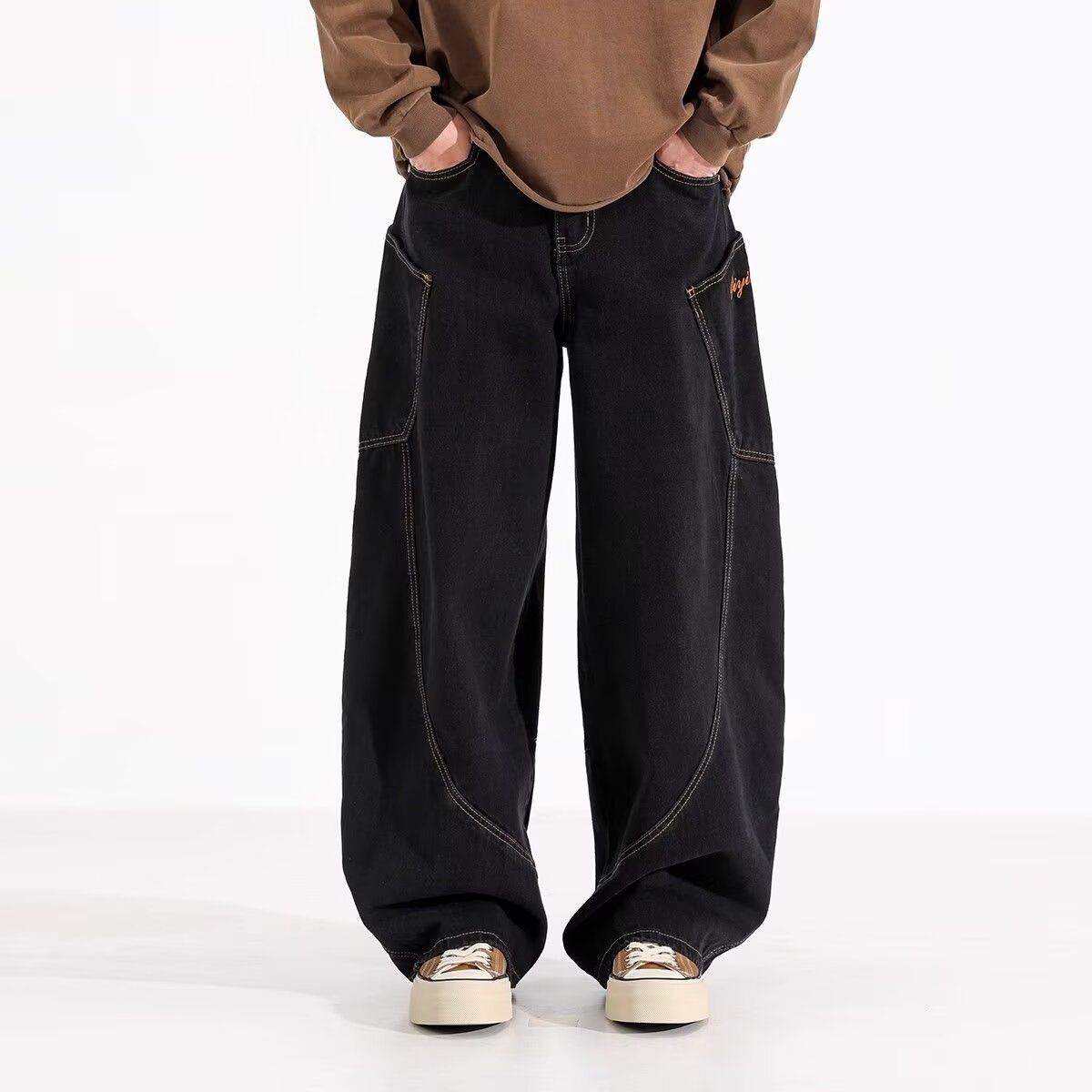 Men's Clothing Unisex Street Style Retro American Baggy Jeans – Oversized Straight-Leg, Streetwear Unisex Pants (M-3XL, Distressed Wash, Vintage Fit)_mkmklike.com
