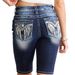 Women's Slim Fit High Waist Denim Shorts – Embroidered Stretch Jeans Shorts (Dark Blue, S-XXL)_mkmklike.com