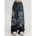 High Street Inkjet Hole Jeans For Men And Women Summer 2025 New Heavy Washed Handsome Street Wide Leg Pants_mkmklike.com