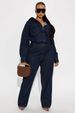 K Slim Fit Elastic Loose Long Sleeved Denim Jumpsuit_mkmklike.com