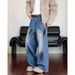 Men's Clothing Unisex Distressed High-Waisted Wide-Leg Jeans | Streetwear Baggy Denim Pants | Vintage Washed & Ripped Straight Cut For Men & Women_mkmklike.com