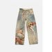 ELLE Correct Version AC2025 Autumn Winter Niche Design Sense Bear Stereoscopic Print Loose Straight Jeans For Women_mkmklike.com