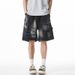 Men's Clothing Heavy Washed Distressed Denim Shorts Summer Style Ripped Color Design Casual Loose Pleated Shorts_mkmklike.com