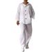 Women's Clothing 2 piece Set Large Size Cotton and Linen Shirt Set High Waist Loose Pants_mkmklike.com