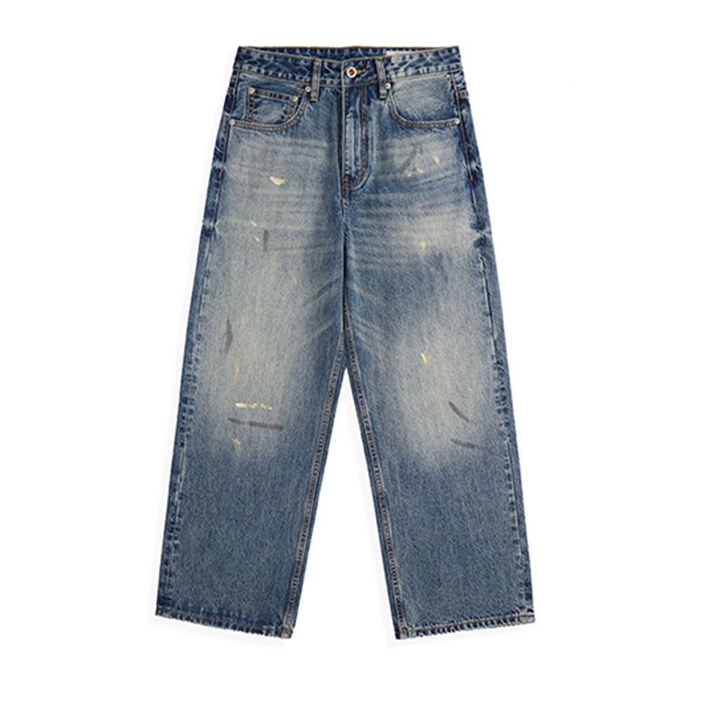 American Washed White Jeans For Men Loose Street Style Vibe Straight Pants Versatile Wide-Leg Long Trousers_mkmklike.com