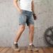 Men's Retro Slim Fit Denim Shorts - Vintage Workwear Style, Comfortable Cotton Fabric, Straight Leg Casual Summer Shorts For Men_mkmklike.com