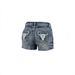 Women's Western Style Skull Embroidered Denim Shorts Slimming Hot Pants Washed Edges Cross Border in Stock_mkmklike.com