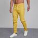 Men's Slim Fit Stretch Denim Jeans - High Elastic Cotton Skinny Pants With Embroidery For Casual & Streetwear (Yellow)_mkmklike.com