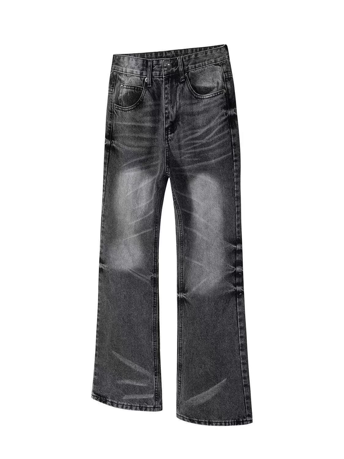 Vintage Whisker Wash Black Bootcut Jeans - Cleanfit High Street Style With Subtle Flare Silhouette_mkmklike.com