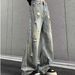 Ripped Jeans Men's American Retro Trendy Brand Wide-leg Washed Old Pants Summer Loose Straight Slightly Pulled Trousers_mkmklike.com