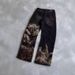 Women's Clothing Harajuku Retro Bat Pattern Print Loose Jeans Street Y2K Pants Lazy Jeans_mkmklike.com
