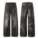 Men's Loose Fit Straight Leg Jeans High Street Style Distressed Worn Out Texture Whisker Pattern_mkmklike.com