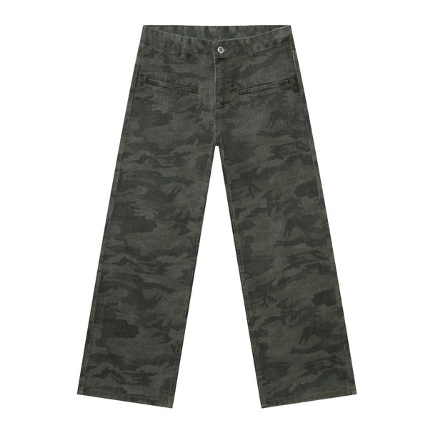 Men's Clothing Men's Camouflage Jeans High Street Style Loose Straight Leg Casual Wide Leg Long Pants Versatile Trendy_mkmklike.com