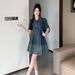 Hong Kong Style Denim Dress, Women's Summer New Style, High-End And Western-Style Temperament, Polo Collar Sleeved Short_mkmklike.com
