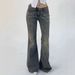 Women's High-Waisted Flare Jeans – Classic Blue Denim, Straight-to-Flare Fit, Comfortable & Stylish For Everyday Wear_mkmklike.com