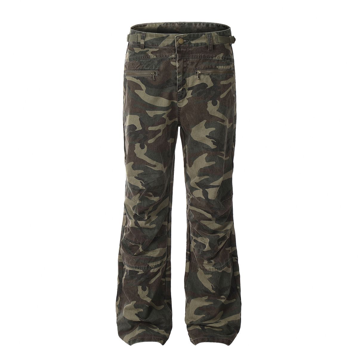 Men's Camo Cargo Jeans – Vintage Streetwear Loose-Fit Pants With Zip Pockets & Distressed Detailing_mkmklike.com