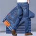 Men's Stretch Comfort Jeans – High Waist Business Casual Trousers, Relaxed Fit With 4-Way Flex, All-Season Office ( Hidden Expandable Waistband)_mkmklike.com