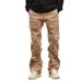 Men's High-Street Utility Cargo Jeans - Multi-Pocket Button-Fly Straight Fit Stacked Hem Pants_mkmklike.com
