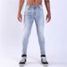 "Men's Slim Fit Stretch Jeans – Steel Blue Tapered Denim Pants With Comfort Flex (Skinny, All-Season, Modern Style)"_mkmklike.com