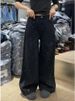 Vintage American Glam Rhinestone Jeans For Women - Loose Fit, Relaxed, High-Waisted Flared Pants With Sparkling Embellishments_mkmklike.com