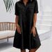 K European And American Style Plus Size Women's Dress, Solid Color Plus Size Dress_mkmklike.com