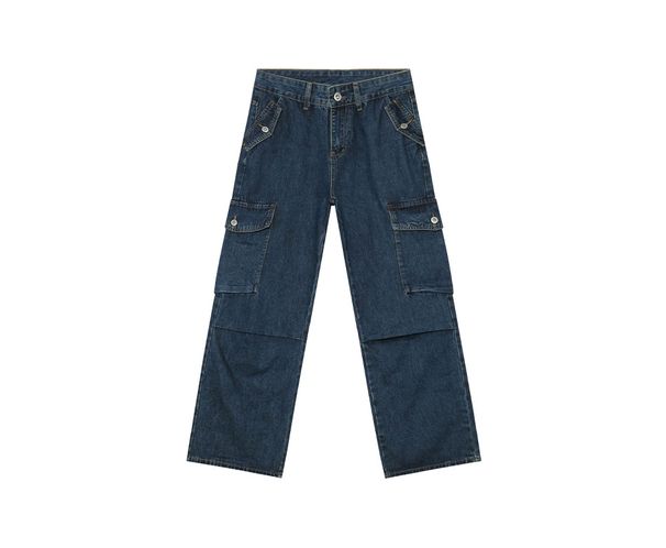 EF JEANS | 2025 Spring New Big Pocket Casual Overalls Pleated Three-dimensional High Street Straight Jeans_mkmklike.com