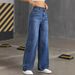 Stretchy High-Waisted Wide-Leg Jeans – Classic Washed Denim With Comfort Fit (Blue)_mkmklike.com
