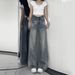 Retro High-Waisted Wide-Leg Jeans for plus Size Women Loose Fitting Straight Leg Solid Color High Street Design Pear Shaped Figure_mkmklike.com