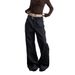 Unisex American Retro Design Wide Leg Trousers Loose Fit Slimming Black Straight Leg Pants Versatile Denim Jeans_mkmklike.com