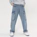 Nordmann European And American Style Retro High Street Washed Jeans For Men With Multiple Pockets, Patchwork, Loose Straight Hip_mkmklike.com