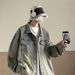 Denim Autumn Trend American High Street Jacket Men's Turn-Down Collar Stylish Loose Casual Coat Top_mkmklike.com