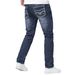 Men's Slim Fit Skinny Jeans Dark Blue Midweight Stretch Comfort Mid Waist For All Seasons_mkmklike.com