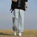 Men's Washed Wide-Leg Jeans – Streetwear Essential, Spring/Summer Loose Straight Fit Denim Pants In Vintage Wash_mkmklike.com
