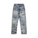 Men's Clothing Digital Print Washed Distressed Straight Leg Wide Leg Loose Flared Jeans Casual Trousers_mkmklike.com
