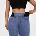 NY107 High-Waisted Stretch Flare Jeans for Women Elastic Waist Slimming Slightly Flared Long Jeans Versatile for Commute_mkmklike.com