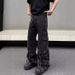 American High Street Cleanfit Black Big Pocket Cargo Jeans Men Straight Loose Vibe Pants Design Sense_mkmklike.com
