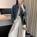 Chicco Spring And Autumn Style Atmosphere Washed Denim Jacket For Women Korean Hidden Button Turn-down Collar Fashionable_mkmklike.com
