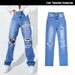 Women's Clothing Women's High Waist Straight Jeans Women's Loose Daddy Pants Washed Street Hole Spring And Autumn Carrot Pants_mkmklike.com