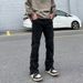 Men's White Distressed Jeans – High Street Straight Leg Ripped Hem Denim Pants (Mid-Rise, Vintage Wash, Light Stretch)_mkmklike.com