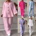 Women's Clothing 2 piece Set Large Size Cotton and Linen Shirt Set High Waist Loose Pants_mkmklike.com