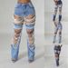 Women's Pearl Embellished Ripped Jeans - Stretch Wide Leg Denim Pants, Vintage Washed Loose Fit For Streetwear & Casual_mkmklike.com